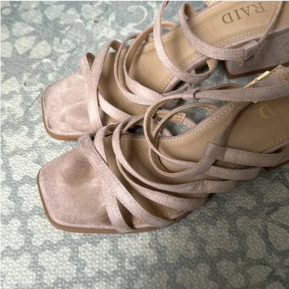 Vivi Nude Suede Strappy High Heel Sandals size 6.5 - Picture 2 of 10
